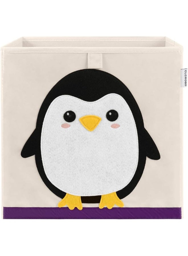 CLCROBD Foldable Animal Cube Storage Bins Fabric Toy Box/Chest/Organizer for Kids Nursery, 13 inch (Penguin) - Image 1